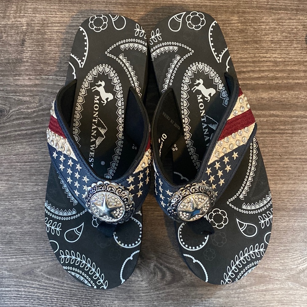 Montana West American flag concho sandals